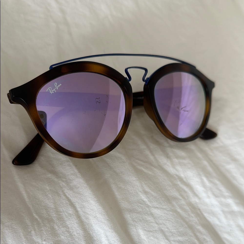 Ray-Ban Tortoise Shell Sunglasses with Purple Lenses